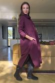 Scuba Stretch Funnel Neck Cocoon Dress Dark Cherry /6=